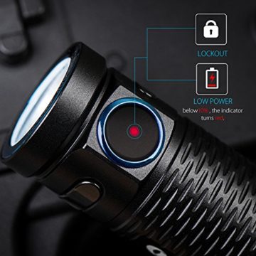 Olight® S1 MINI HCRI Baton LED Taschenlampe Cree XP-G3 CW 90 CRI LED max. 450 Lumen, inkl. 650mAh RCR123A Akku mit Mikro-USB Anschluss aufladbar - Ultra leicht, kompakt und schwarz - 8